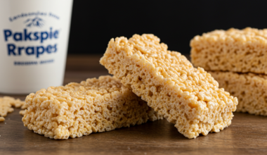 Gooey homemade Rice Krispie treats on a plate