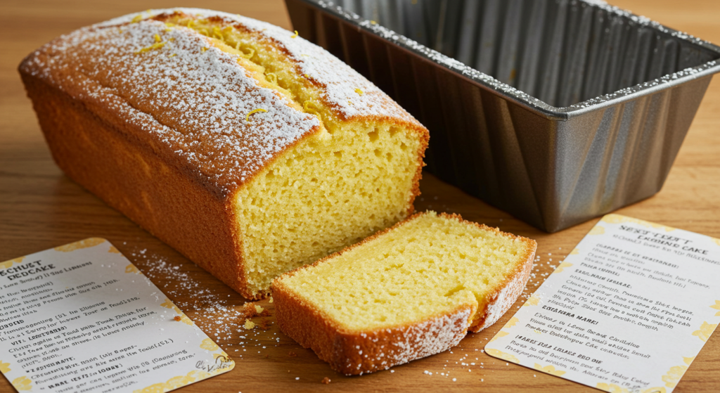 Moist lemon pound cake with a golden crust and fresh glaze