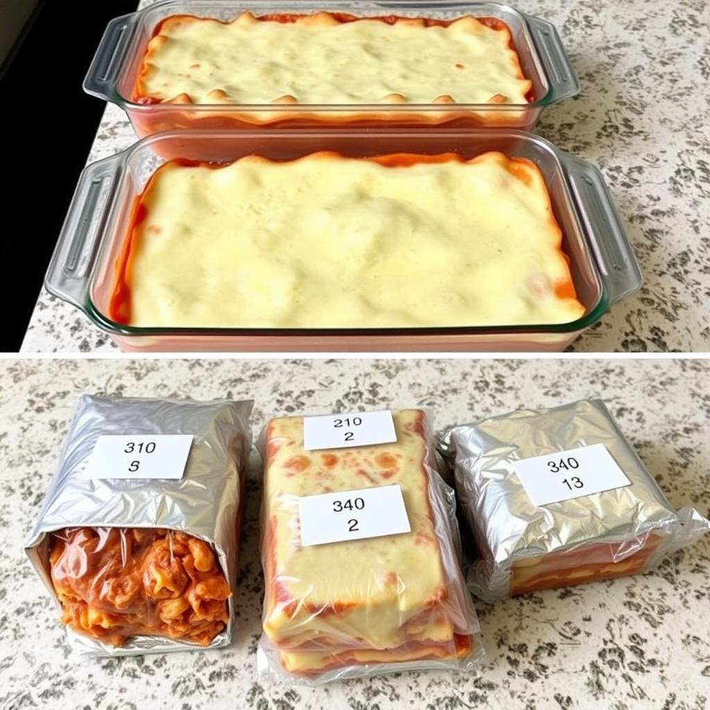 Freezing lasagna in freezer-safe containers
