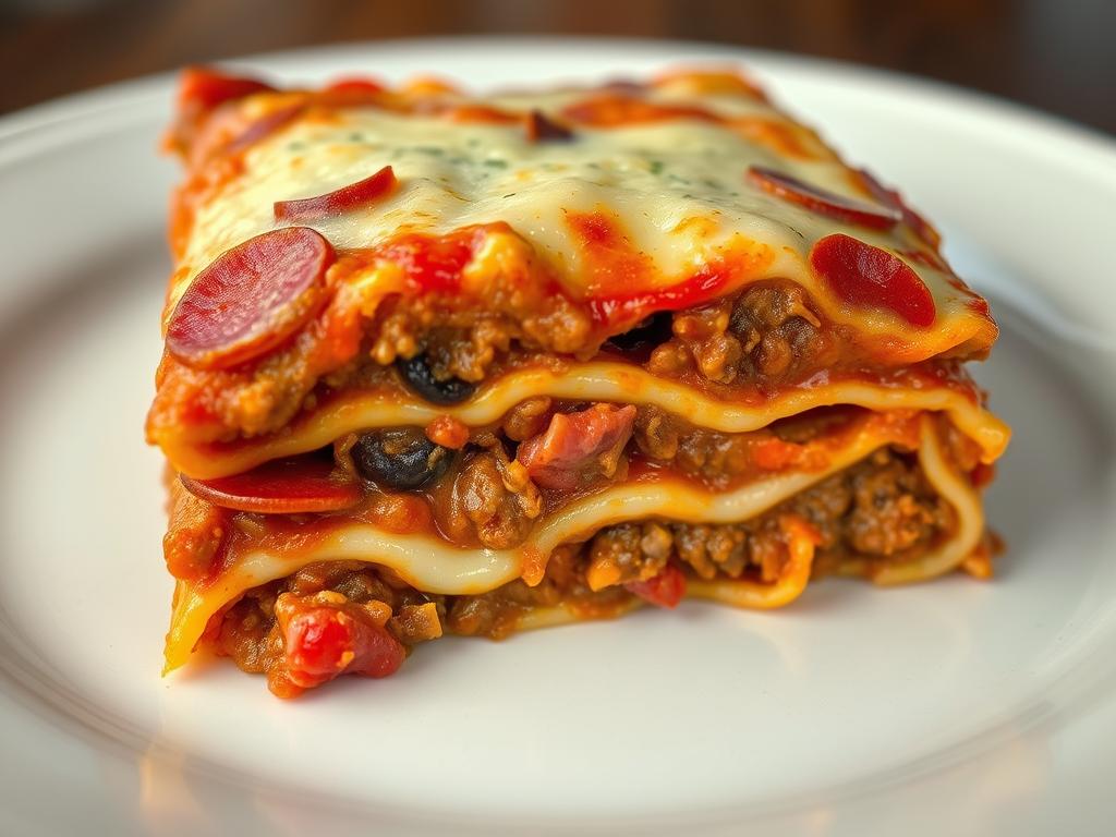 Meat lover's lasagna with extra meat and cheese